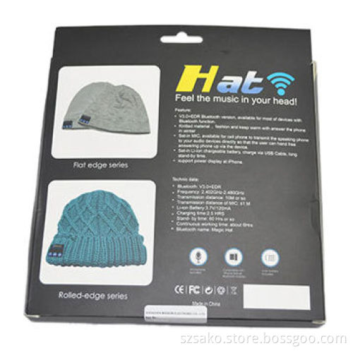 BT Music Hat, Portable Fashion Design, Set-in MIC, V3.0+EDR Bluetooth Version